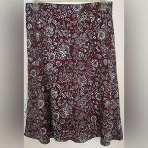 NWT Ann Taylor Floral Print Midi Skirt Size 10 Burgundy White MSRP $89.99